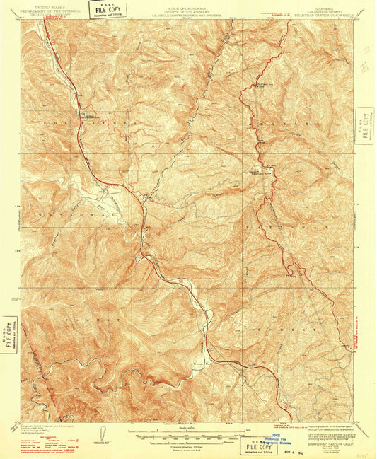 Classic USGS Beartrap Canyon California 7.5'x7.5' Topo Map Image