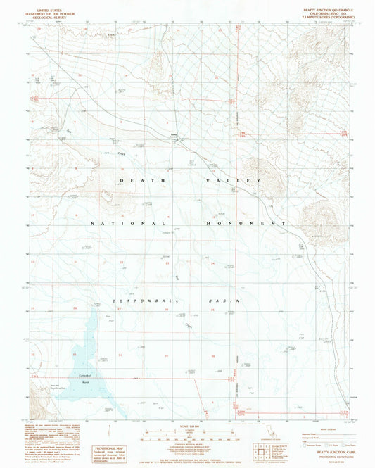 Classic USGS Beatty Junction California 7.5'x7.5' Topo Map Image