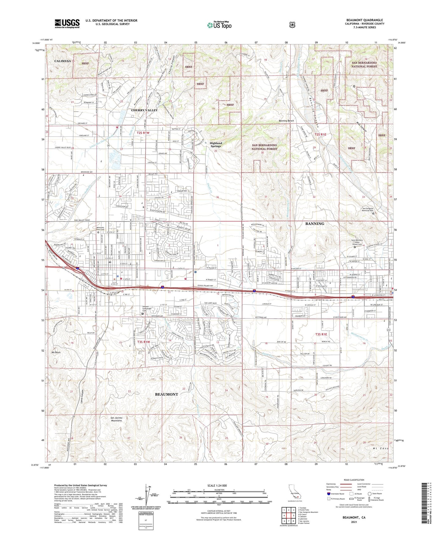 Beaumont California US Topo Map Image