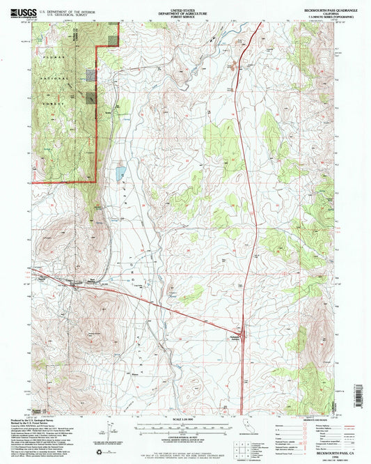 Classic USGS Beckwourth Pass California 7.5'x7.5' Topo Map Image