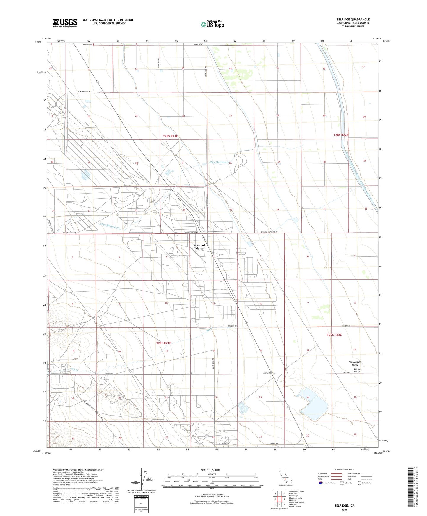Belridge California US Topo Map Image