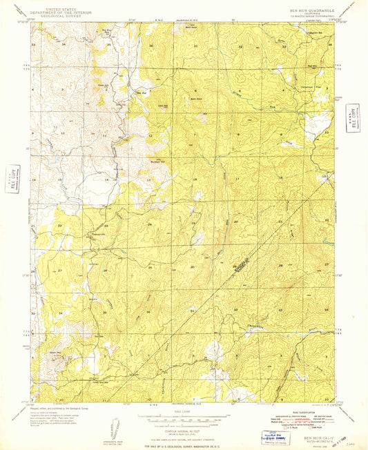 Classic USGS Ben Hur California 7.5'x7.5' Topo Map Image