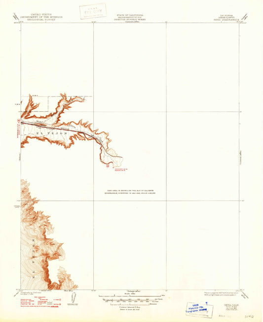 Classic USGS Bena California 7.5'x7.5' Topo Map Image