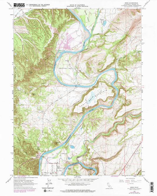 Classic USGS Bend California 7.5'x7.5' Topo Map Image