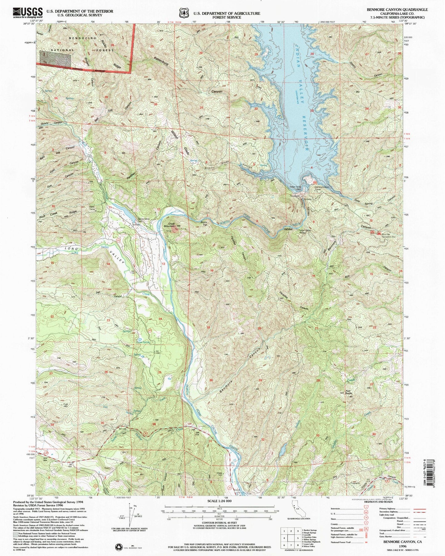 Classic USGS Benmore Canyon California 7.5'x7.5' Topo Map Image