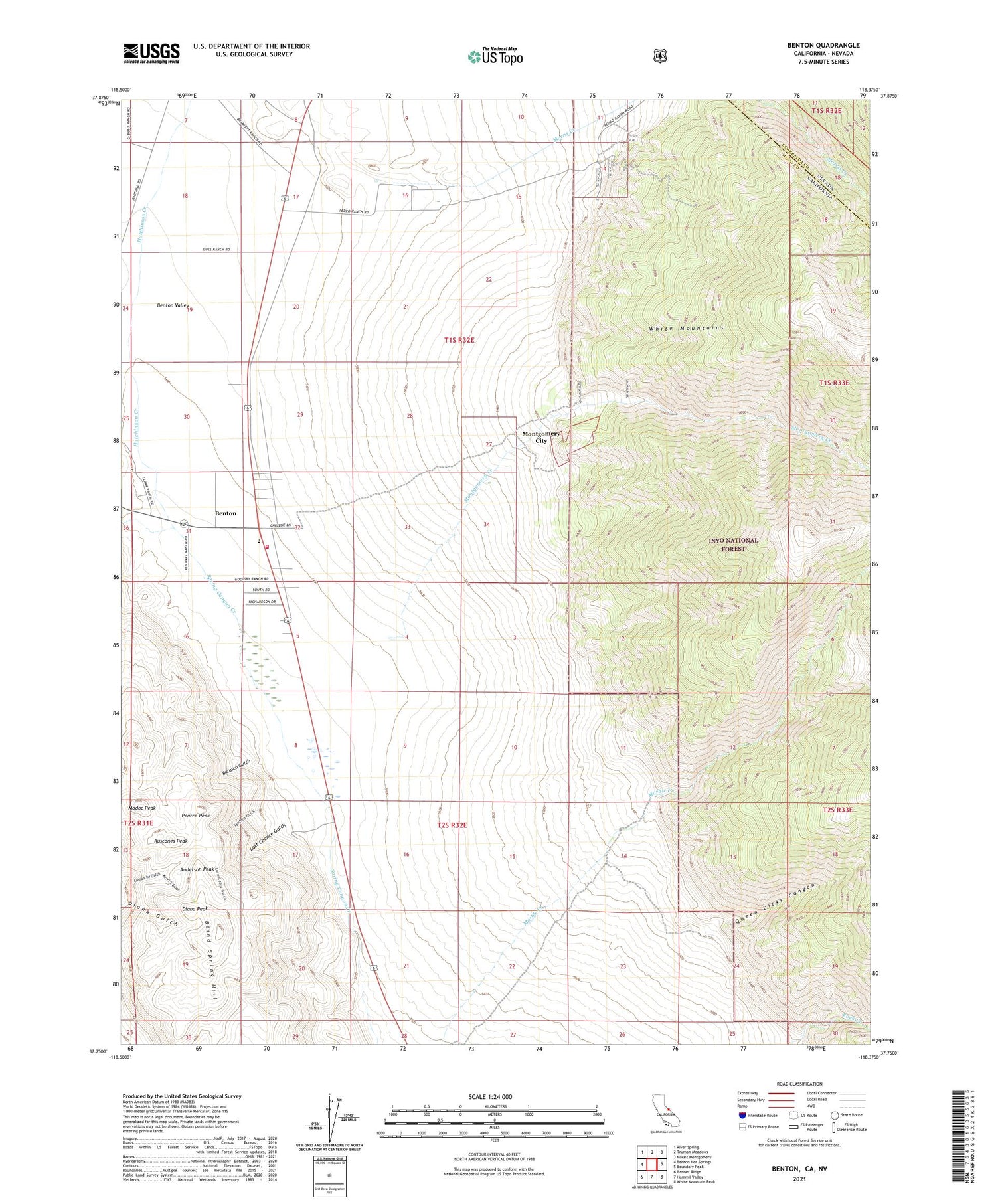 Benton California US Topo Map Image