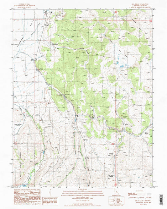Classic USGS Big Alkali California 7.5'x7.5' Topo Map Image