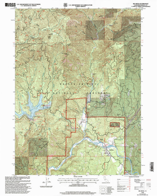 Classic USGS Big Bend California 7.5'x7.5' Topo Map Image