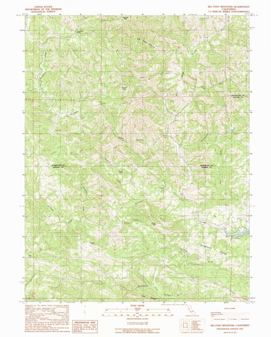 Classic USGS Big Foot Mountain California 7.5'x7.5' Topo Map Image
