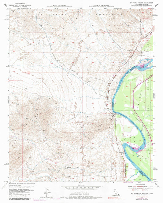 Classic USGS Big Maria Mountains NE California 7.5'x7.5' Topo Map Image