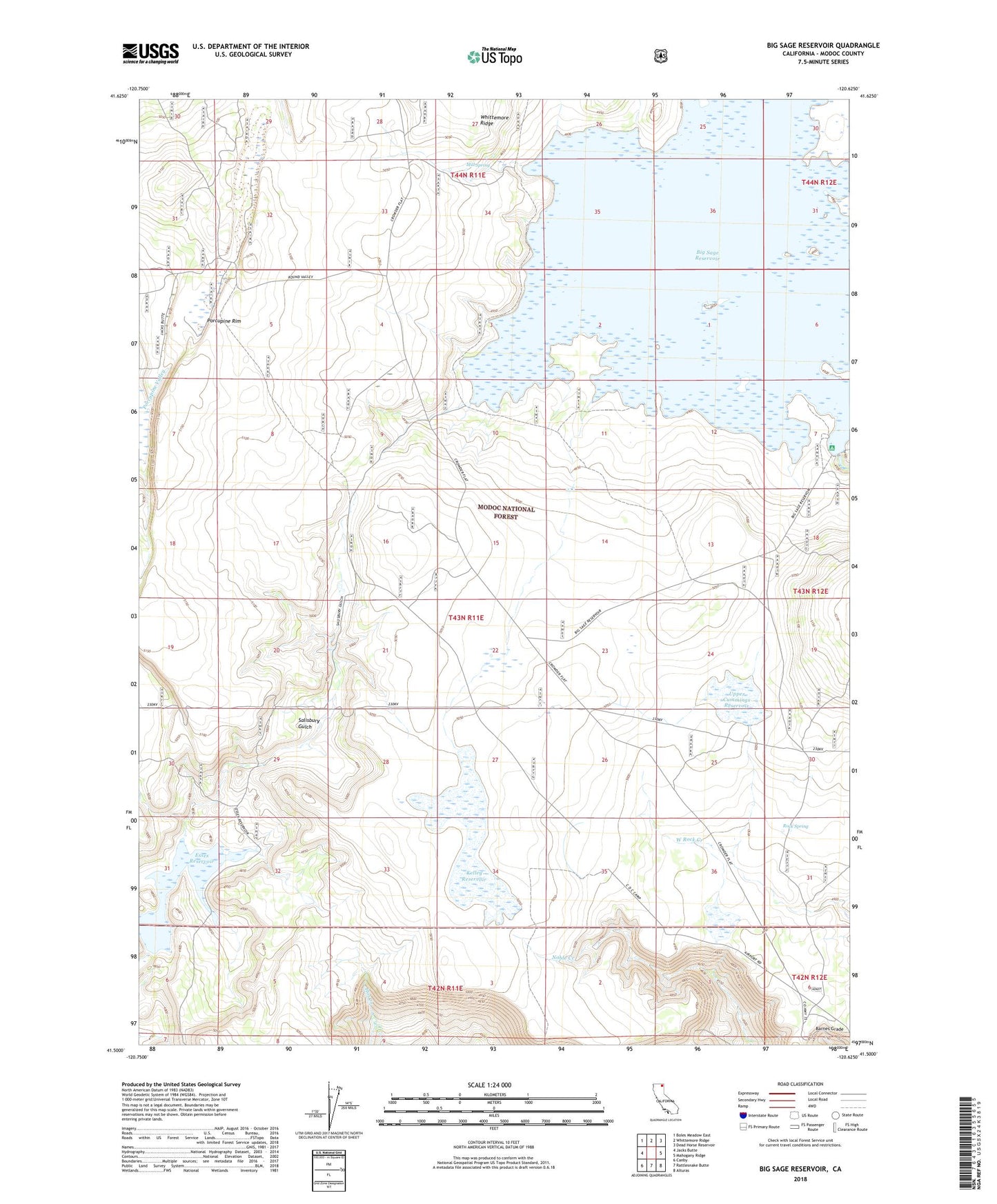 Big Sage Reservoir California US Topo Map Image