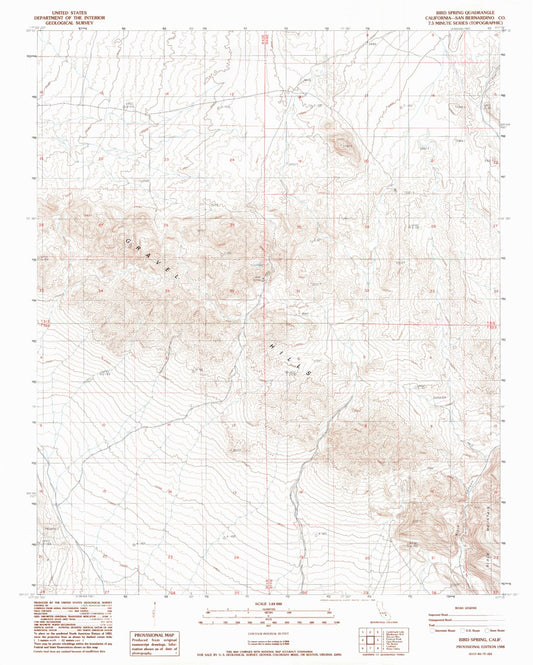 Classic USGS Bird Spring California 7.5'x7.5' Topo Map Image