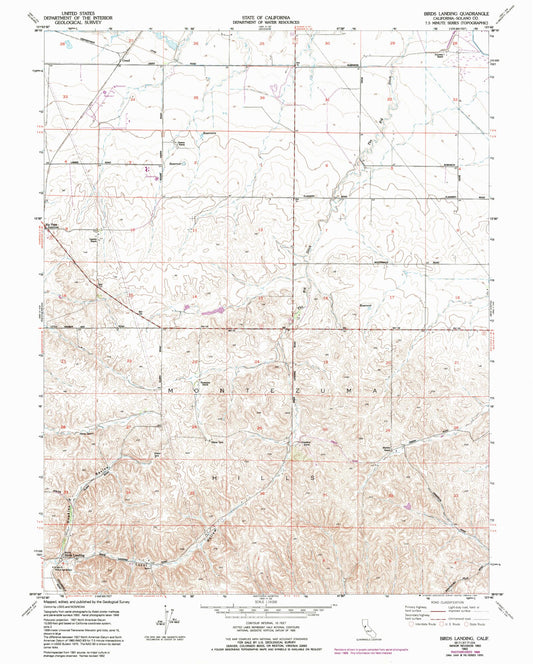 Classic USGS Birds Landing California 7.5'x7.5' Topo Map Image