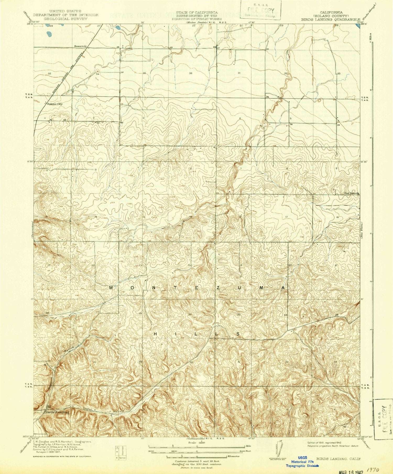 Classic USGS Birds Landing California 7.5'x7.5' Topo Map Image