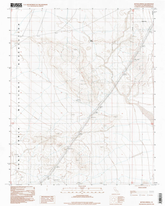 Classic USGS Bitter Spring California 7.5'x7.5' Topo Map Image