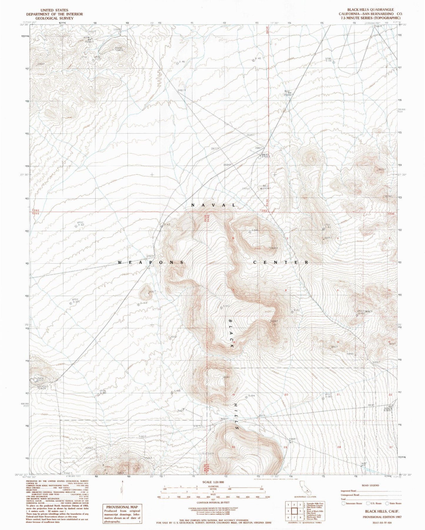 Classic USGS Black Hills California 7.5'x7.5' Topo Map Image