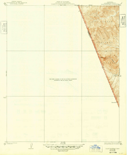 Classic USGS Black Mountain California 7.5'x7.5' Topo Map Image
