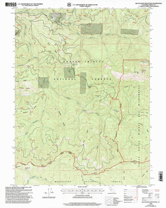 Classic USGS Black Rock Mountain California 7.5'x7.5' Topo Map Image