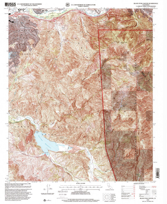 Classic USGS Black Star Canyon California 7.5'x7.5' Topo Map Image