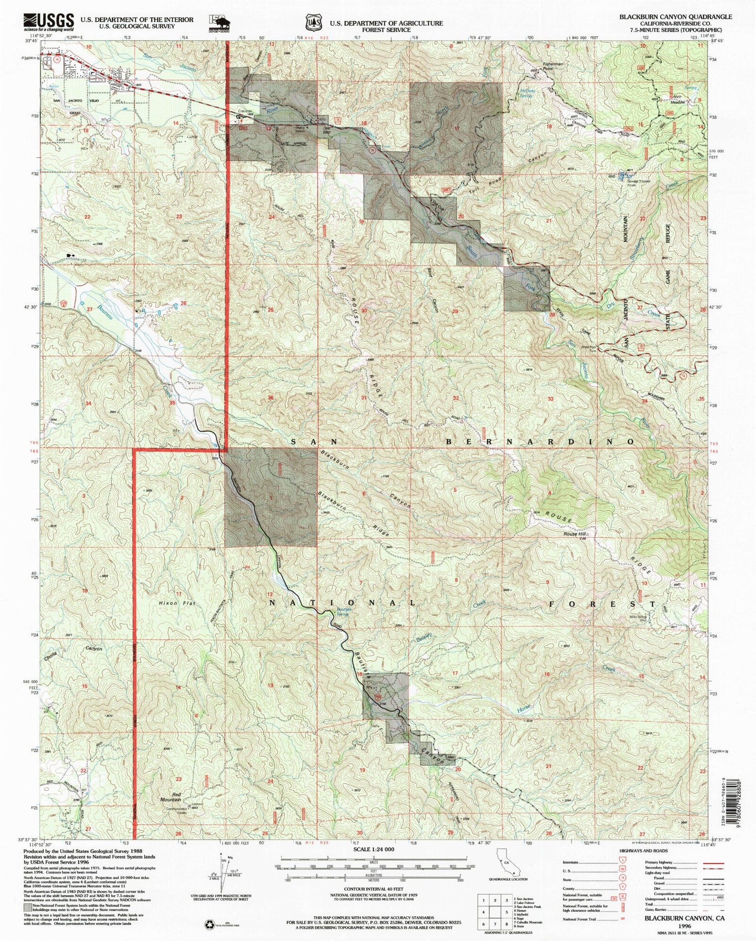 Classic USGS Blackburn Canyon California 7.5'x7.5' Topo Map Image