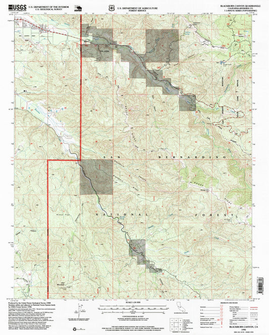 Classic USGS Blackburn Canyon California 7.5'x7.5' Topo Map Image
