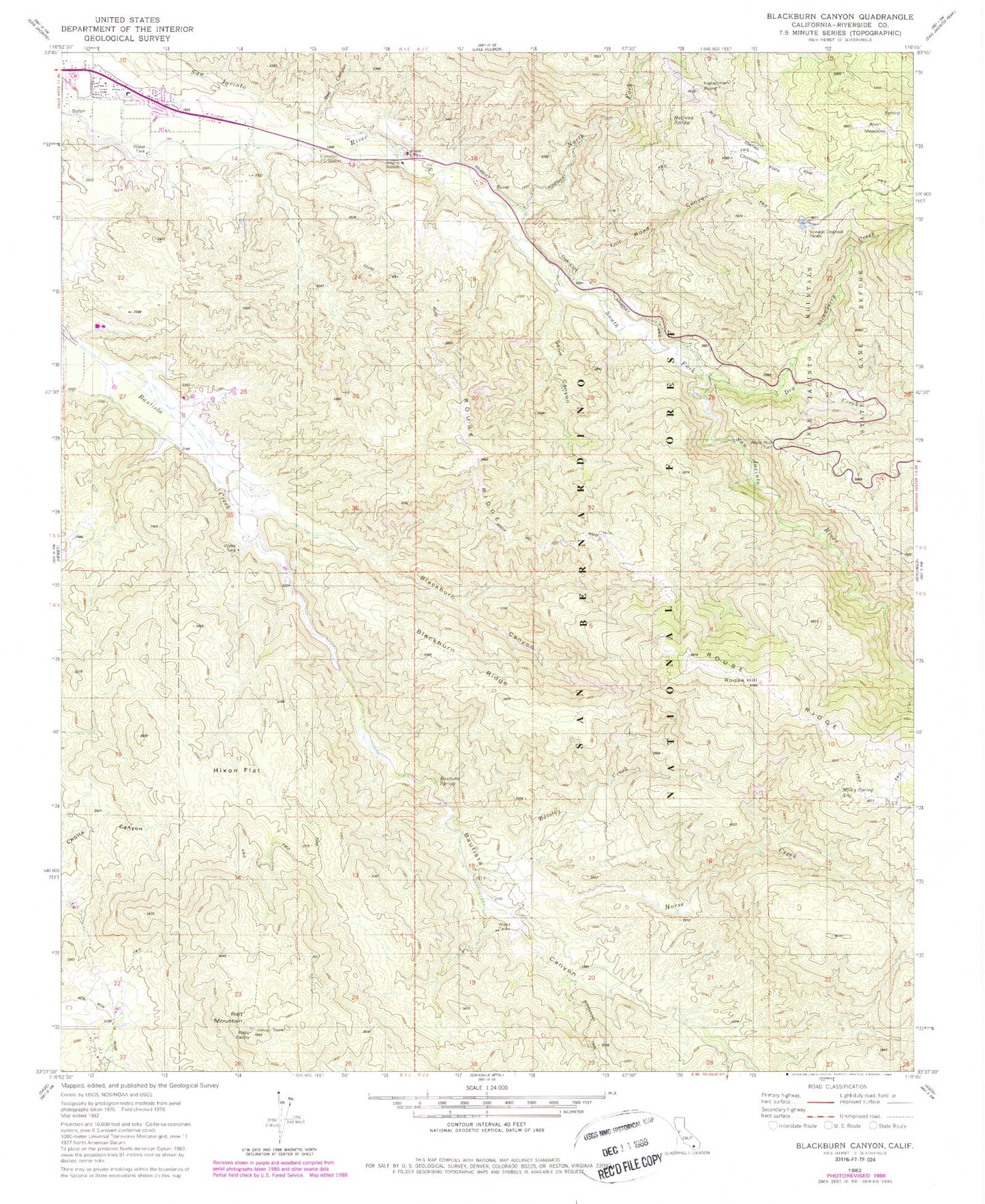 Classic USGS Blackburn Canyon California 7.5'x7.5' Topo Map Image