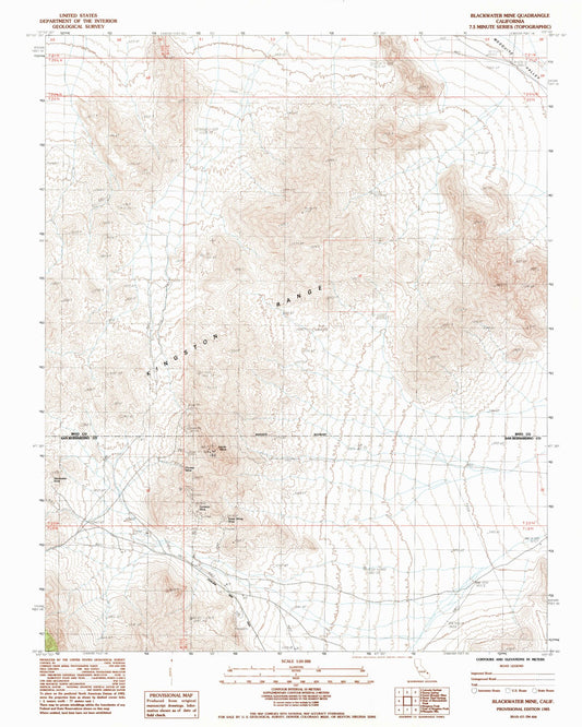 Classic USGS Blackwater Mine California 7.5'x7.5' Topo Map Image