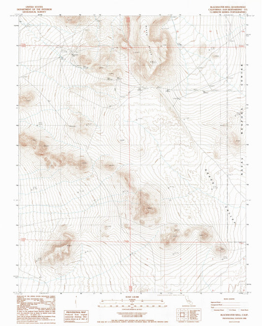 Classic USGS Blackwater Well California 7.5'x7.5' Topo Map Image