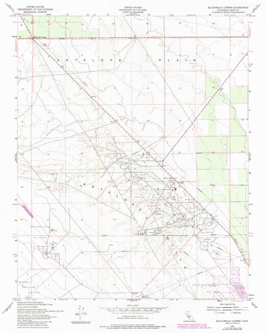 Classic USGS Blackwells Corner California 7.5'x7.5' Topo Map Image