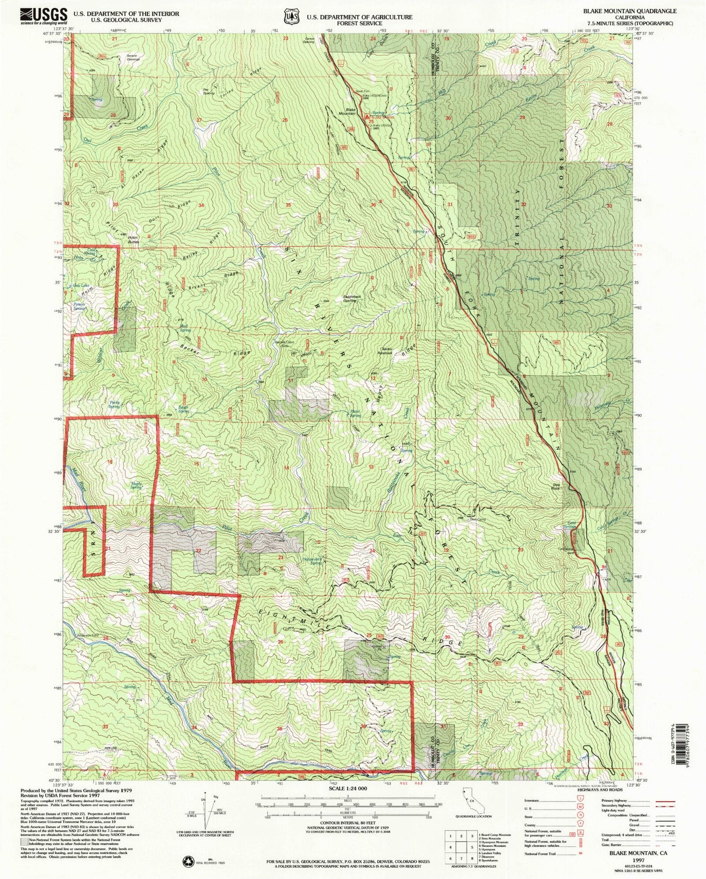 Classic USGS Blake Mountain California 7.5'x7.5' Topo Map Image