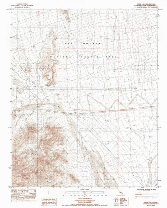 Classic USGS Blind Hills California 7.5'x7.5' Topo Map Image