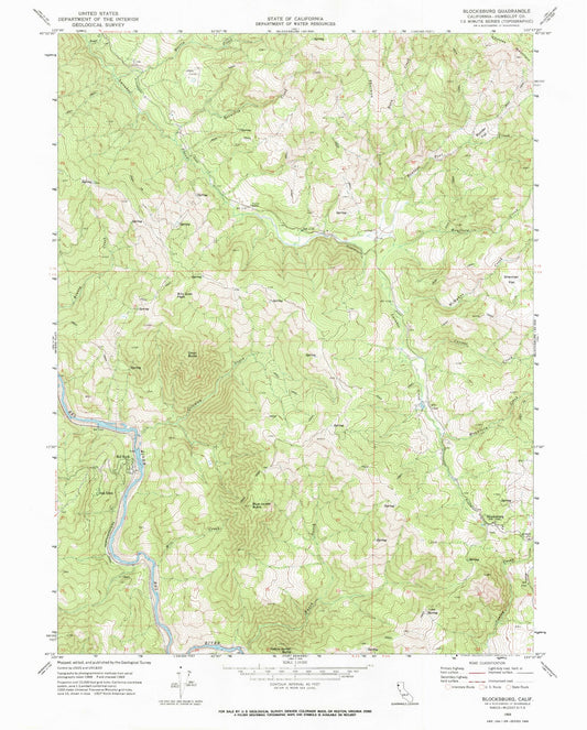 Classic USGS Blocksburg California 7.5'x7.5' Topo Map Image