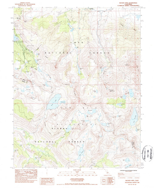 USGS Classic Bloody Mountain California 7.5'x7.5' Topo Map Image