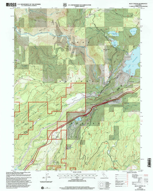 Classic USGS Blue Canyon California 7.5'x7.5' Topo Map Image