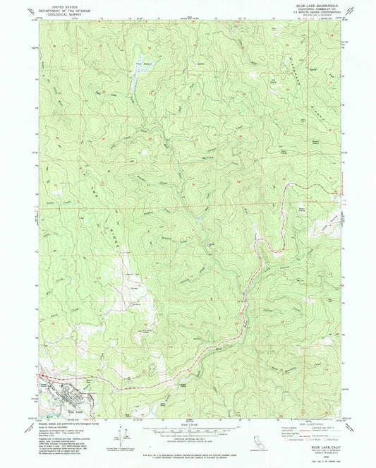 Classic USGS Blue Lake California 7.5'x7.5' Topo Map Image