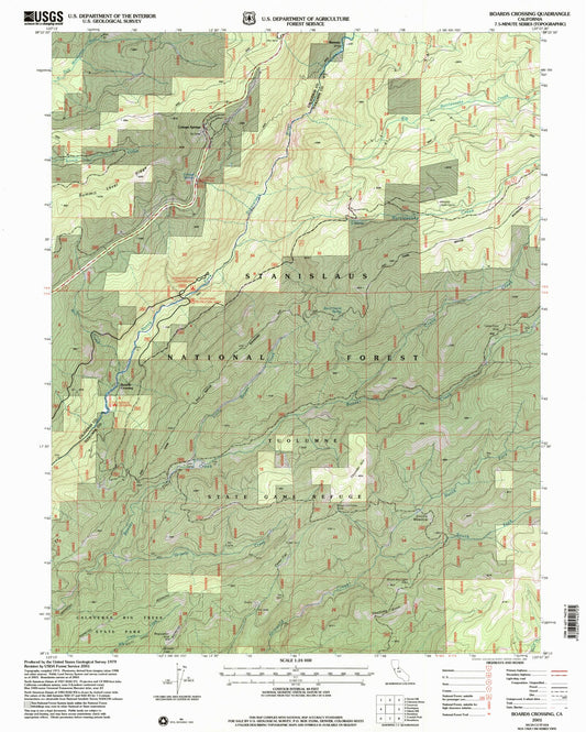 Classic USGS Boards Crossing California 7.5'x7.5' Topo Map Image