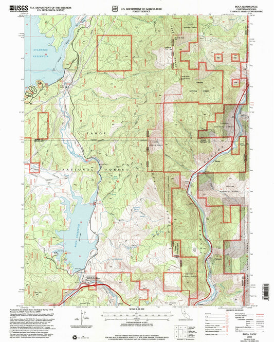 Classic USGS Boca California 7.5'x7.5' Topo Map Image