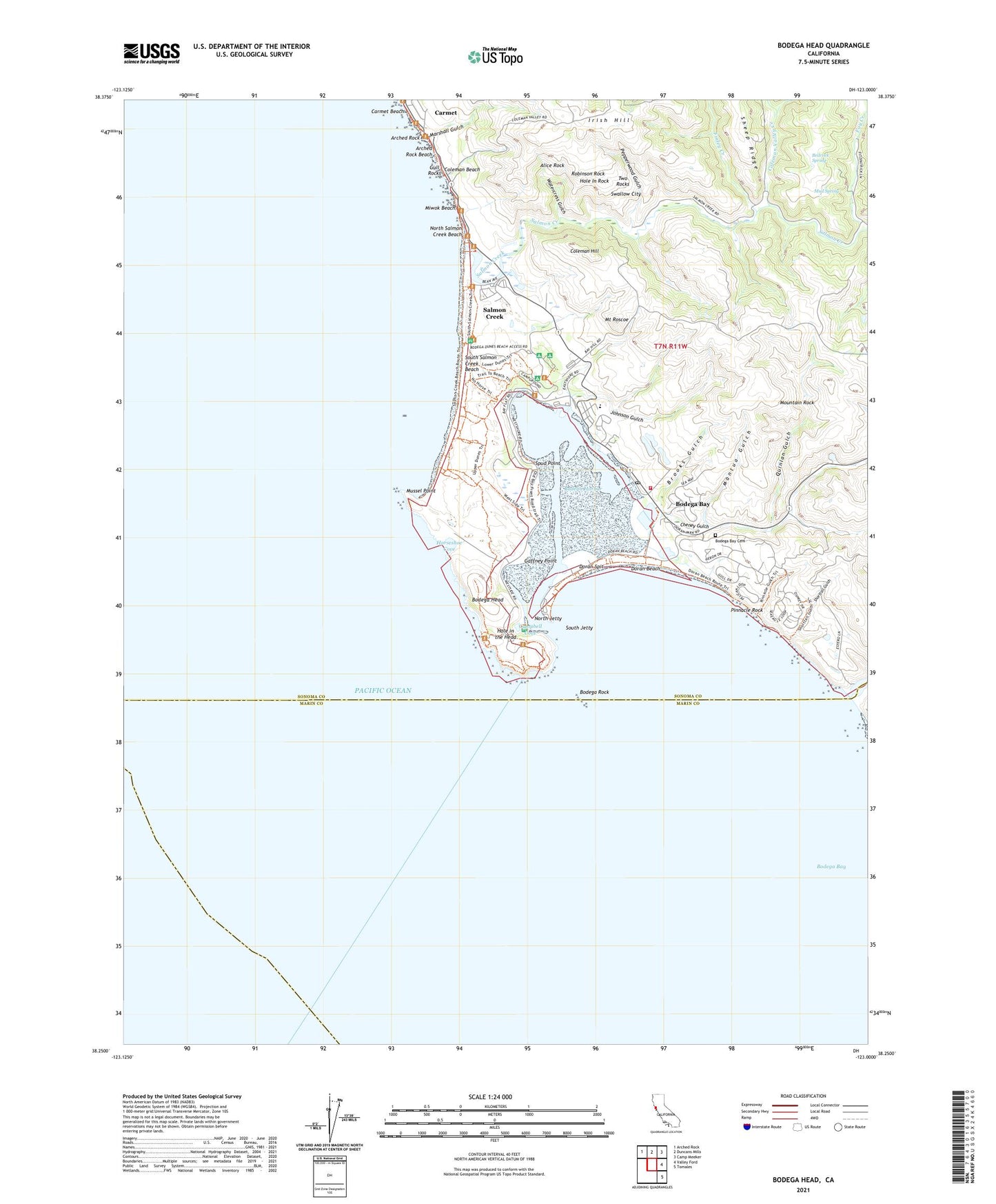Bodega Head California US Topo Map Image