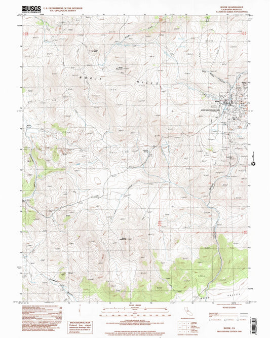Classic USGS Bodie California 7.5'x7.5' Topo Map Image