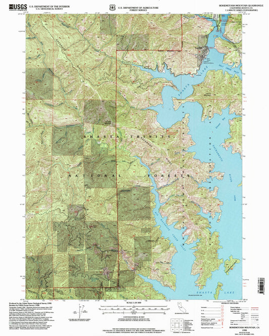 Classic USGS Bohemotash Mountain California 7.5'x7.5' Topo Map Image