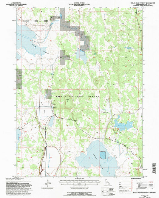 Classic USGS Boles Meadow East California 7.5'x7.5' Topo Map Image
