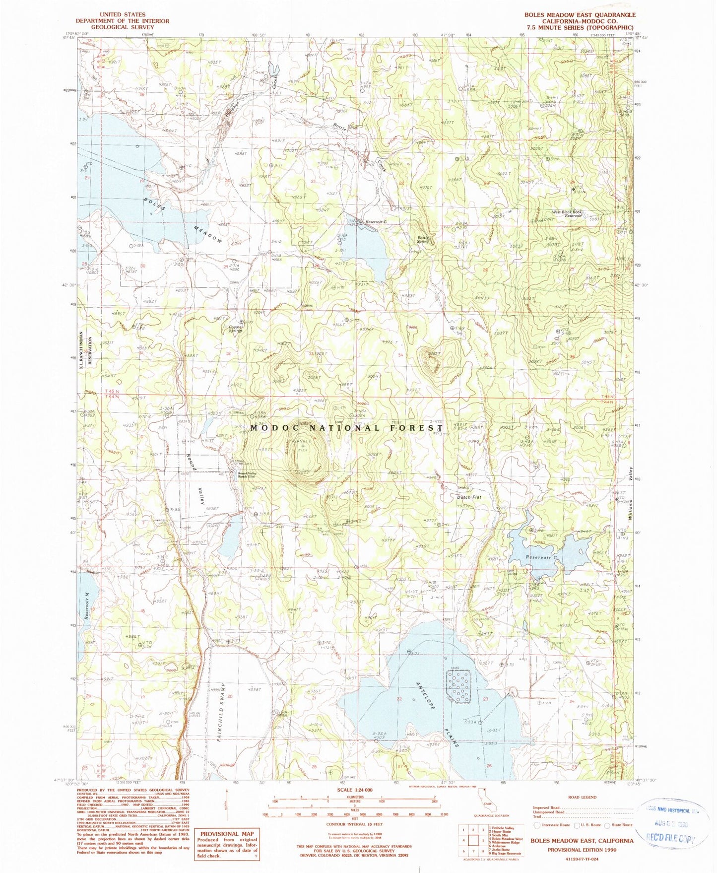 Classic USGS Boles Meadow East California 7.5'x7.5' Topo Map Image