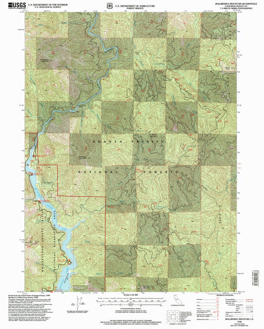 Classic USGS Bollibokka Mountain California 7.5'x7.5' Topo Map Image