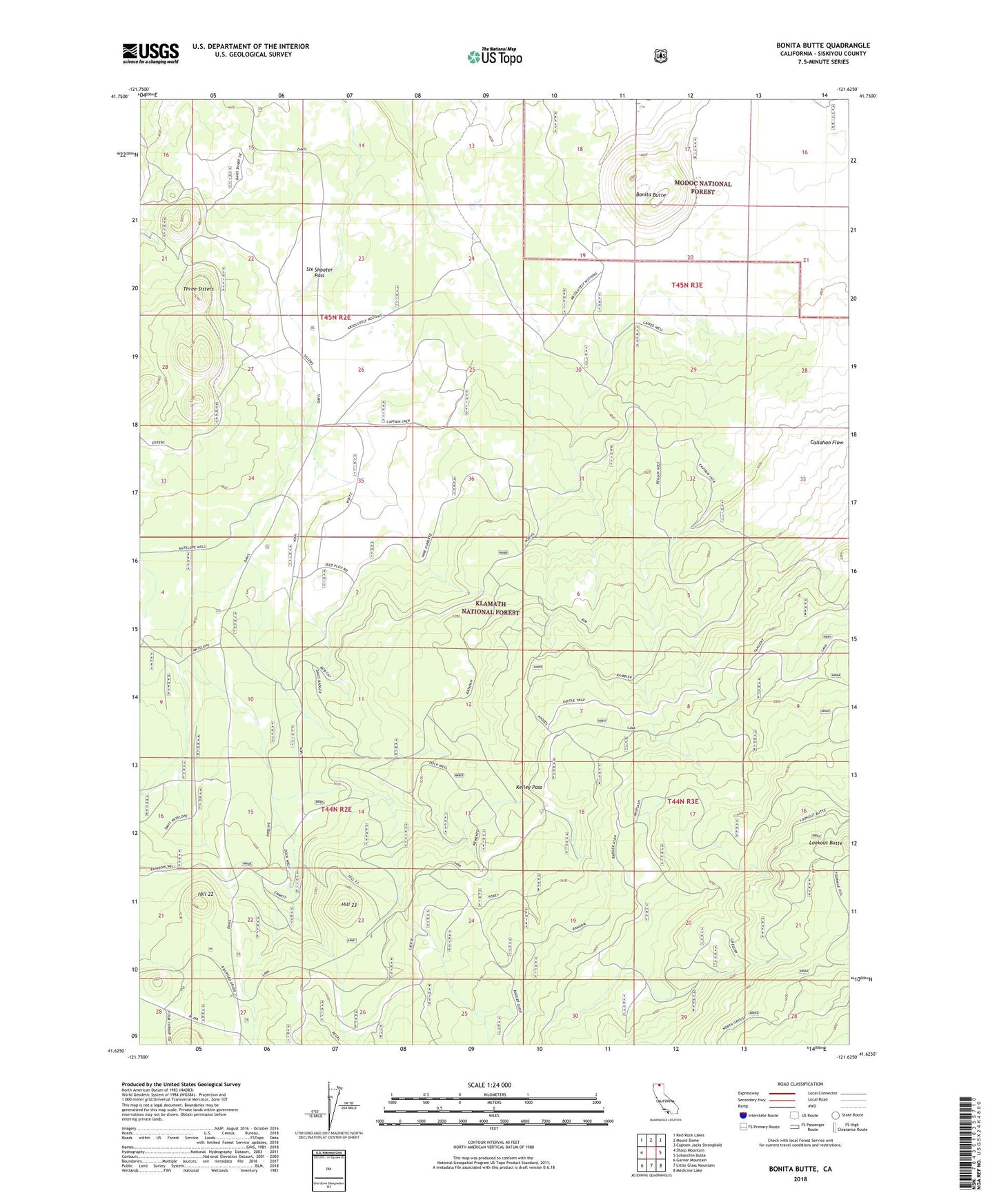 Bonita Butte California US Topo Map Image
