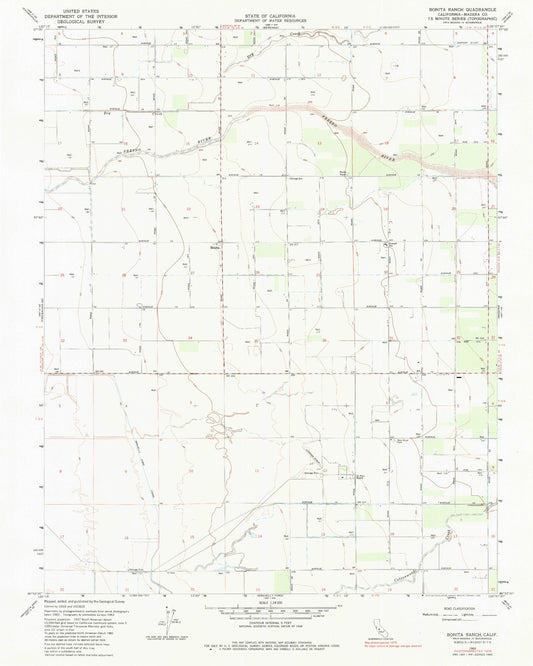 Classic USGS Bonita Ranch California 7.5'x7.5' Topo Map Image