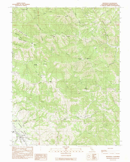 Classic USGS Boonville California 7.5'x7.5' Topo Map Image