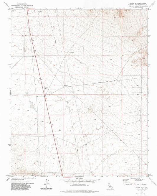 Classic USGS Boron NE California 7.5'x7.5' Topo Map Image