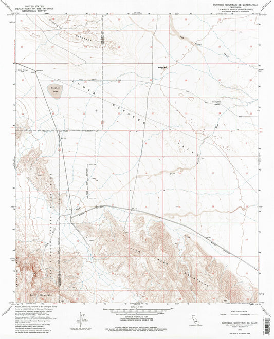 Classic USGS Borrego Mountain SE California 7.5'x7.5' Topo Map Image