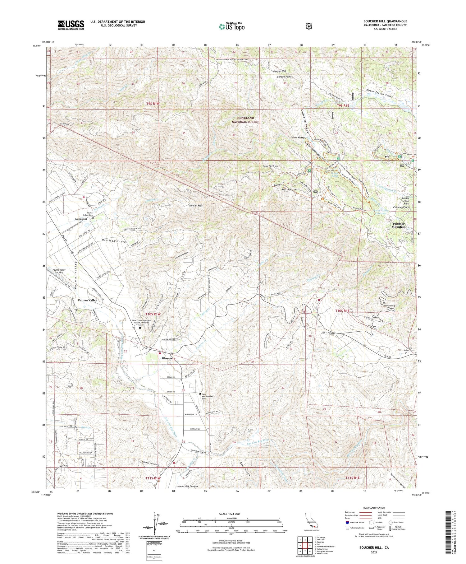 Boucher Hill California US Topo Map Image