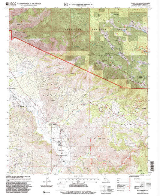Classic USGS Boucher Hill California 7.5'x7.5' Topo Map Image